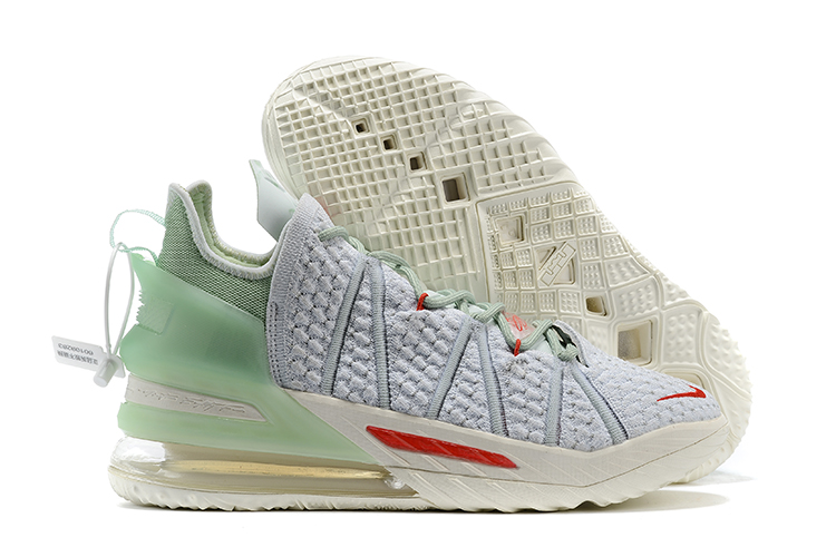 2020 Nike Lebron James 18 Grey Gint Green Red Basketball Shoes - Click Image to Close